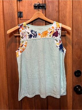 Coldwater Creek Mint Floral Yoke Tank Top